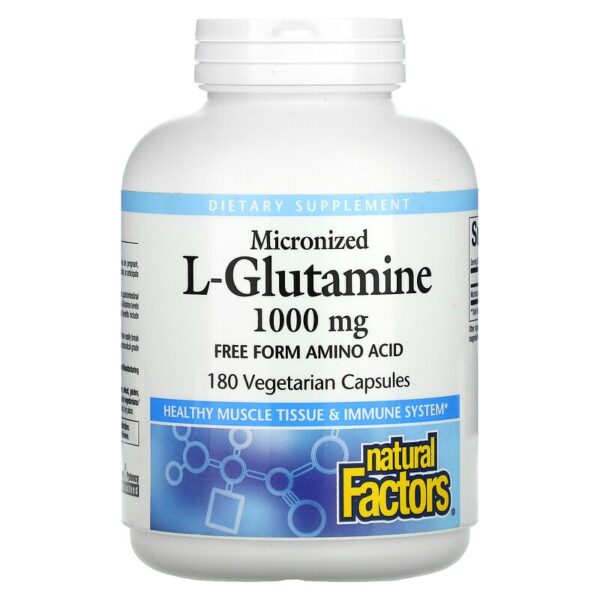 Natural Factors gemicroniseerde l-glutamine 1000 mg 180 vegetarische capsules