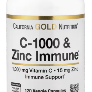 California Gold Nutrition C-1000 & Zink Immuun, 120 vegan capsules