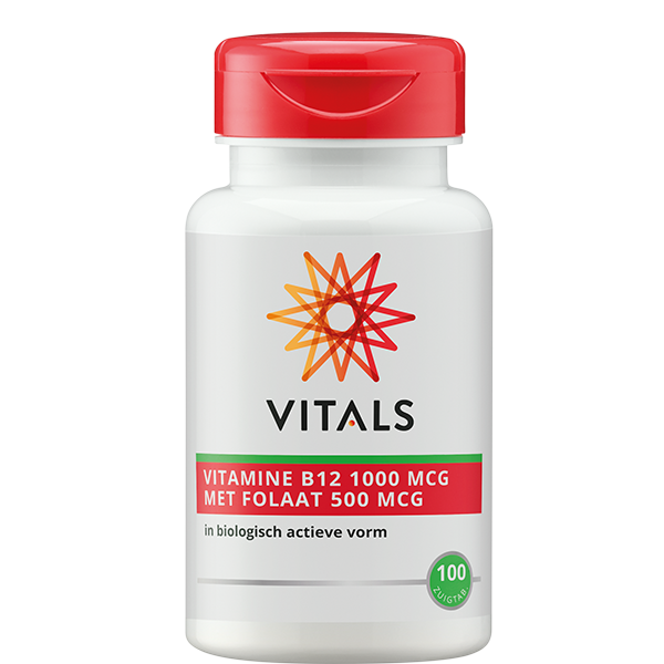 Vitals Vitamine B12 1000 mcg met Folaat 500 mcg 100 Zuigtabletten