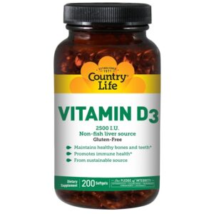 Country Life vitamine D3 2500 i.e. 200 soft gels